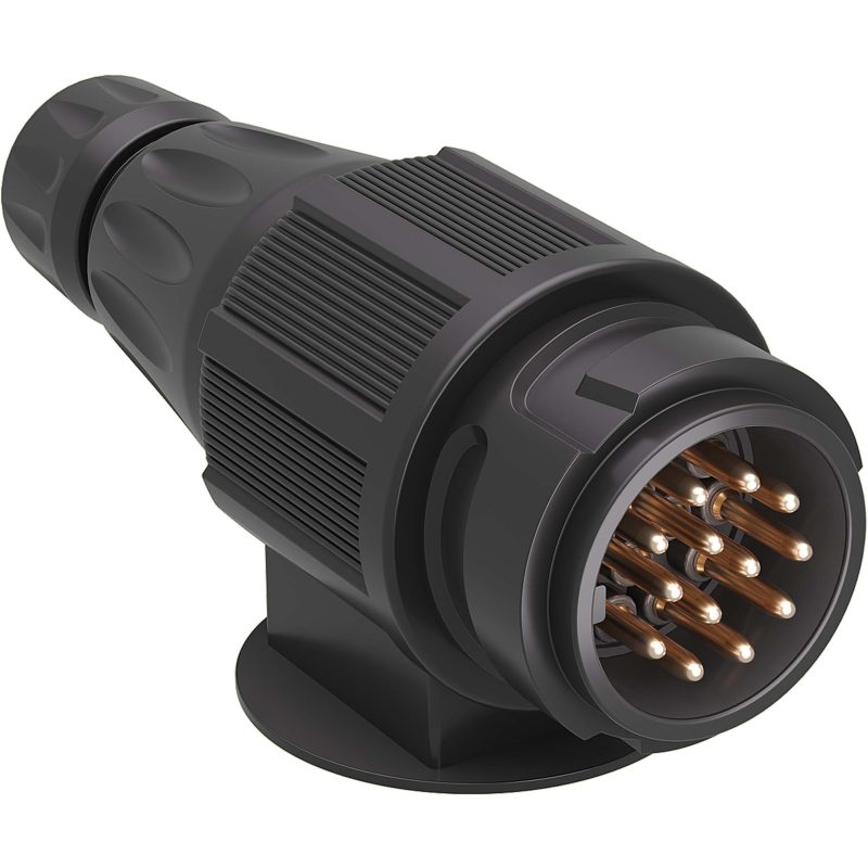 Wiltec 13-Pin 12 V Trailer Plug, Quick and Easy Setup, Durable Design & Perfect for Caravans, Horseboxes, Campervans & Trailers, Plug Supports Brake & Indicator Lights