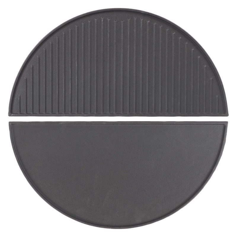 Wiltec 2x Gusseisen Grillplatte 55 x 26,5 x 1,5 cm, Gusseisenplatte für Grill mit guter Hitzespeicherung, Grillgitter für typische Grillstreifen auf Grillgut, Grillzubehör für BBQ