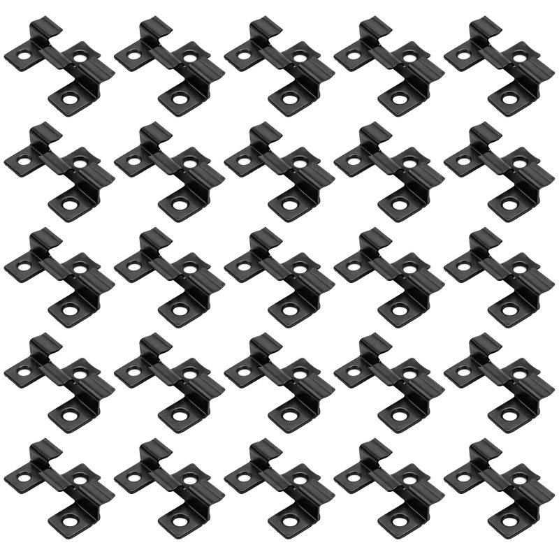 Wiltec 50x Edelstahl Clips 6mm Terrassendielen Montage, für 6mm Seitennut, Befestigungsklammer aus Edelstahl, schwarz